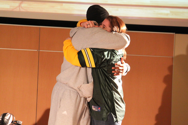 WIXX made this fan's dream come true - a hug from Greg Jennings!!