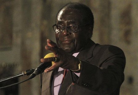 Zimbabwe's President Robert Mugabe addresses a joint meeting of senior members of his Zanu PF and the opposition MDC party of Prime Minister Zimbabwe's President Robert Mugabe addresses a joint meeting of senior members of his Zanu PF and the opposition MDC party of Prime Minister