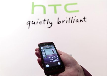 The new HTC smartphone Rhyme is shown during the unveiling event in New York The new HTC smartphone Rhyme is shown during the unveiling event in New York