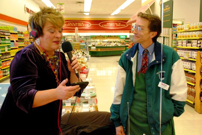 Lori Moore and the Potluck Pals descend upon Harding's on Howard St in Kalamazoo to rally support for Kalamazoo Loaves and Fishes, Dec 13, 2011.  The Pals raised $3275!