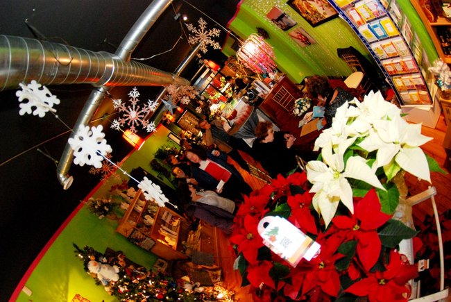 Lori Moore and the Potluck Pals set up camp at Seiverts Floral to rally support for the Kalamazoo Holiday Food Drive - 12/15/11.  The Pals chipped in to the tune of $1438!