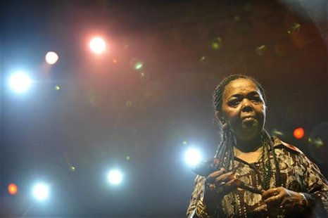 Cape Verdean singer Cesaria Evora is seen on stage during concert in Tel Aviv Cape Verdean singer Cesaria Evora is seen on stage during concert in Tel Aviv