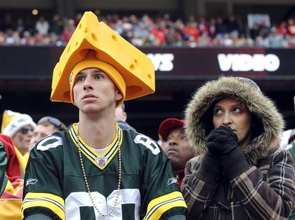 Green Bay fans watch the end of Kansas City's win in their NFL game in Kansas City, Missouri Green Bay fans watch the end of Kansas City's win in their NFL game in Kansas City, Missouri