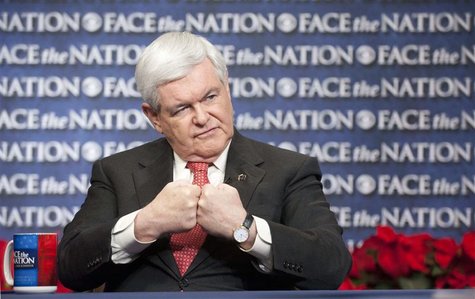 U.S. Republican presidential candidate and former House Speaker Newt Gingrich gestures on CBS News' "Face the Nation" in Washington U.S. Republican presidential candidate and former House Speaker Newt Gingrich gestures on CBS News' "Face the Nation" in Washington