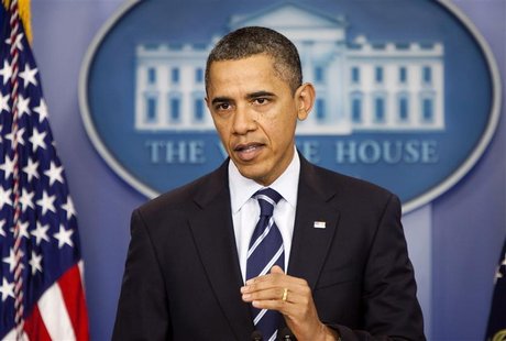 U.S. President Obama makes a statement in the White House Briefing Room in Washington