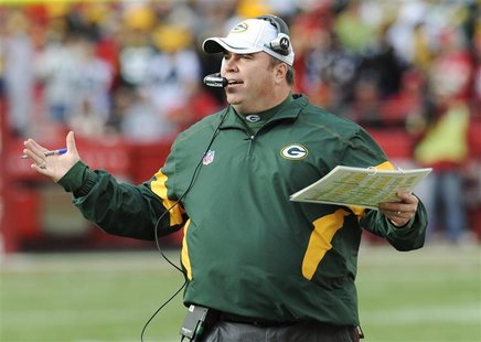 Green Bay Packers coach McCarthy reacts to a call during their AFC-NFC NFL football game against Kansas City at Arrowhead Stadium Green Bay Packers coach McCarthy reacts to a call during their AFC-NFC NFL football game against Kansas City at Arrowhead Stadium
