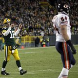 Packers quarterback Rodgers celebrates a touchdown against the Bears in the second half during their NFL football game in Green Bay Packers quarterback Rodgers celebrates a touchdown against the Bears in the second half during their NFL football game in Green Bay