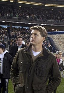 Yankees managing partner Steinbrenner walks the sidelines before Army plays Notre Dame in their NCAA football game at Yankee Stadium in New Yankees managing partner Steinbrenner walks the sidelines before Army plays Notre Dame in their NCAA football game at Yankee Stadium in New
