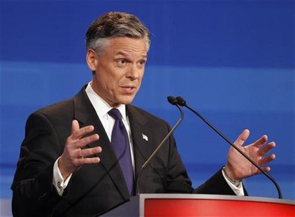 Republican presidential candidate former Utah governor Huntsman speaks during the Republican Party presidential candidates debate in Sioux C Republican presidential candidate former Utah governor Huntsman speaks during the Republican Party presidential candidates debate in Sioux C