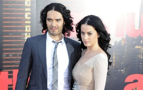 Russell Brand and Katy Perry arrive for the European premiere of the film Russell Brand and Katy Perry arrive for the European premiere of the film