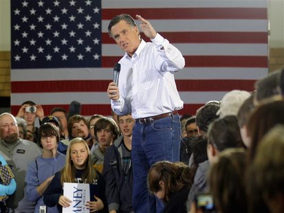 Republican presidential candidate and former Massachusetts Governor Mitt Romney speaks at a campaign rally in Clive, Iowa Republican presidential candidate and former Massachusetts Governor Mitt Romney speaks at a campaign rally in Clive, Iowa