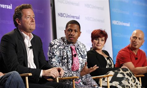 Cannon and judges Morgan, Osbourne and Mandel attend the NBC panel for the television show "America's Got Talent" during the Television Crit Cannon and judges Morgan, Osbourne and Mandel attend the NBC panel for the television show "America's Got Talent" during the Television Crit