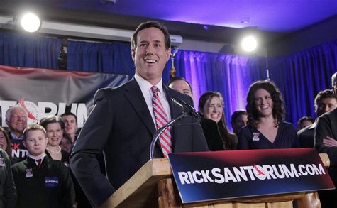Republican presidential candidate and former U.S. Senator Rick Santorum address his Iowa Caucus night rally in Johnston Iowa. Republican presidential candidate and former U.S. Senator Rick Santorum address his Iowa Caucus night rally in Johnston Iowa.