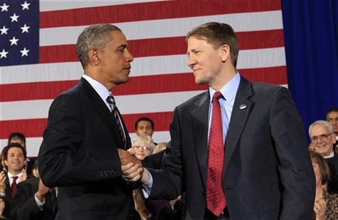 U.S. President Obama shakes hands with Cordray during trip to Cleveland U.S. President Obama shakes hands with Cordray during trip to Cleveland