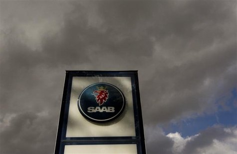 The logo of Swedish car manufacturer Saab is pictured in front of a Saab dealer in Zurich The logo of Swedish car manufacturer Saab is pictured in front of a Saab dealer in Zurich