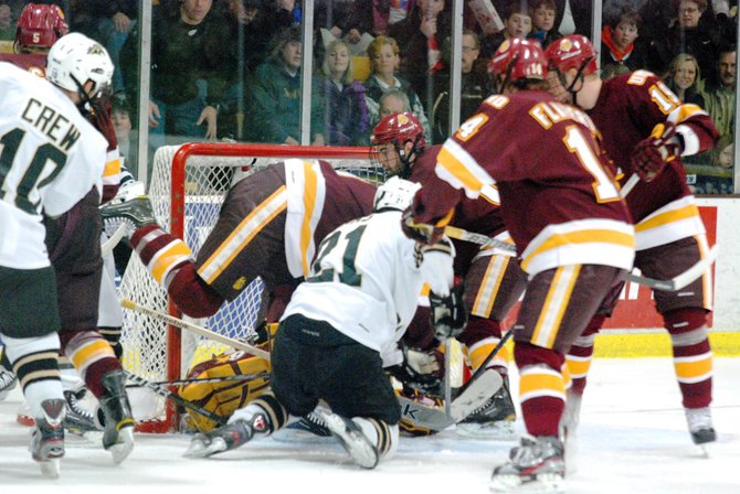 The #8 Broncos host #1 Minnesota-Duluth, 01/06/12. The Bulldogs prevailed 4-1. Photos by Sean Patrick Duross.