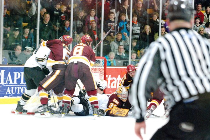 The #8 Broncos host #1 Minnesota-Duluth, 01/06/12. The Bulldogs prevailed 4-1. Photos by Sean Patrick Duross.