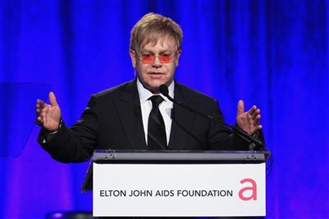 Singer Elton John speaks during a benefit for the Elton John AIDS Foundation in New York Singer Elton John speaks during a benefit for the Elton John AIDS Foundation in New York