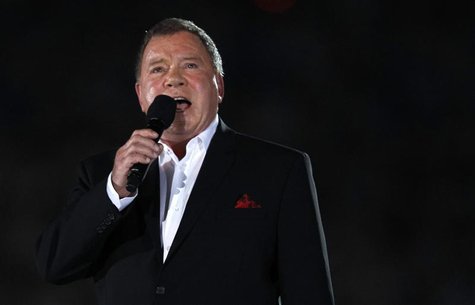 Canadian actor William Shatner delivers a monologue during the closing ceremony of the Vancouver 2010 Winter Olympics