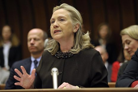 U.S. Secretary of State Clinton delivers a policy statement during global conference to review Biological Weapons Convention at UN in Geneva U.S. Secretary of State Clinton delivers a policy statement during global conference to review Biological Weapons Convention at UN in Geneva