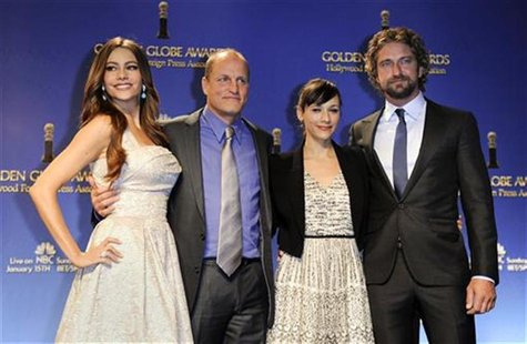 Actors Vergara, Harrelson, Jones and Butler pose during the nomination announcements for the 69th Annual Golden Globe Awards in the Beverly Actors Vergara, Harrelson, Jones and Butler pose during the nomination announcements for the 69th Annual Golden Globe Awards in the Beverly