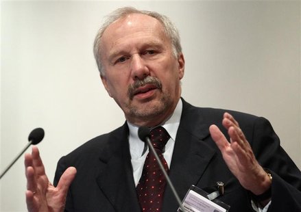 Austrian National Bank governor Nowotny delivers a speech during the Conference on European Economic Integration in Vienna Austrian National Bank governor Nowotny delivers a speech during the Conference on European Economic Integration in Vienna