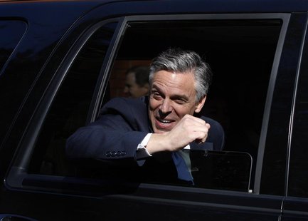 Jon Huntsman departs the Huckabee Forum 2, a televised event, in Charleston Jon Huntsman departs the Huckabee Forum 2, a televised event, in Charleston