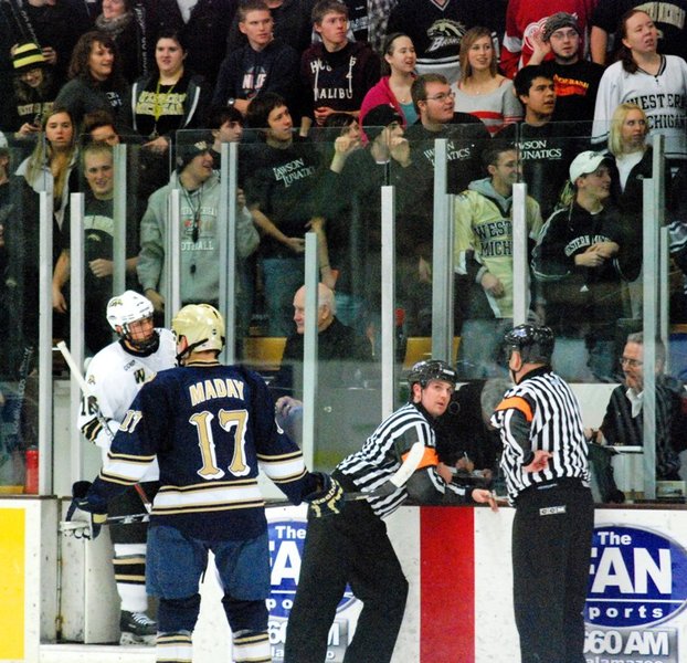 #10 Western Michigan hosts #3 Notre Dame, 01/14/12. The Broncos defeated the Irish 3-1.  Photos by Sean Patrick Duross.