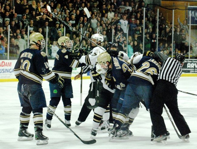 #10 Western Michigan hosts #3 Notre Dame, 01/14/12. The Broncos defeated the Irish 3-1.  Photos by Sean Patrick Duross.