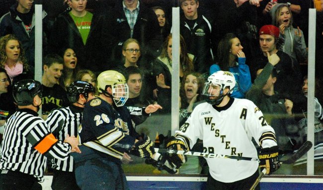 #10 Western Michigan hosts #3 Notre Dame, 01/14/12. The Broncos defeated the Irish 3-1.  Photos by Sean Patrick Duross.