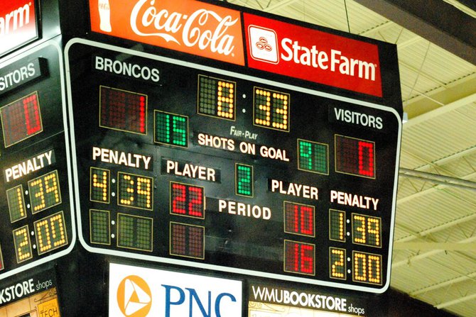 #10 Western Michigan hosts #3 Notre Dame, 01/14/12. The Broncos defeated the Irish 3-1. Photos by Sean Patrick Duross.