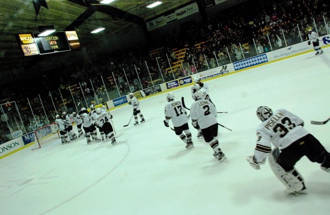 #10 Western Michigan hosts #3 Notre Dame, 01/14/12. The Broncos defeated the Irish 3-1.  Photos by Sean Patrick Duross.