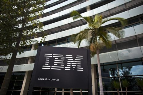 The IBM logo is seen outside the company's offices in Petah Tikva The IBM logo is seen outside the company's offices in Petah Tikva