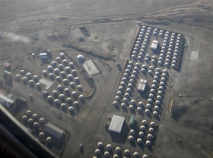 Aerial view of traditional Mongolian tents which will house workers of Oyu Tolgoi copper and gold deposit in Mongolia Aerial view of traditional Mongolian tents which will house workers of Oyu Tolgoi copper and gold deposit in Mongolia