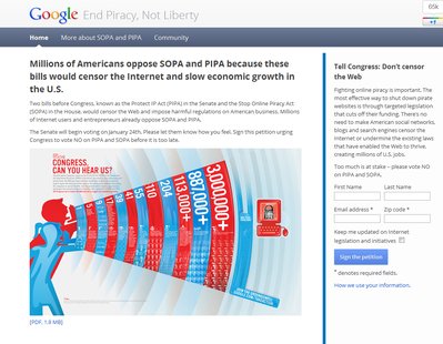 Google's Stop SOPA campaign Google's Stop SOPA campaign