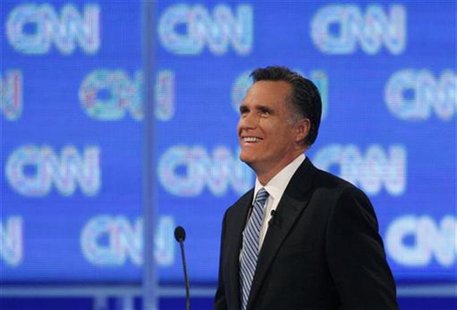 Republican presidential candidate Mitt Romney smiles as he participates in a Republican presidential candidates debate in Charleston Republican presidential candidate Mitt Romney smiles as he participates in a Republican presidential candidates debate in Charleston