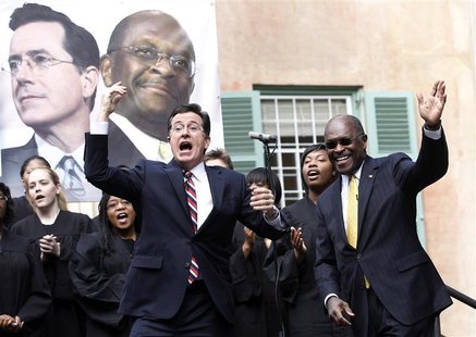 Stephen Colbert hosts a South Carolina primary rally with Herman Cain at the College of Charleston Stephen Colbert hosts a South Carolina primary rally with Herman Cain at the College of Charleston