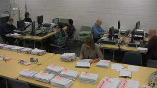 Screen shot taken Jan. 20, 2012 from a webcam showing Wisconsin Government Accountability Board employees verifying recall petitions against Gov. Scott Walker. Screen shot taken Jan. 20, 2012 from a webcam showing Wisconsin Government Accountability Board employees verifying recall petitions against Gov. Scott Walker.