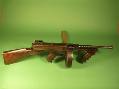 Undated file photo shows 45-caliber circa 1921 Thompson submachine gun believed to have been owned and used by Clyde Barrow and Bonnie Parke Undated file photo shows 45-caliber circa 1921 Thompson submachine gun believed to have been owned and used by Clyde Barrow and Bonnie Parke