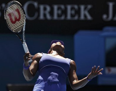 Williams of the U.S. reacts during her match against Makarova of Russia at the Australian Open tennis tournament Williams of the U.S. reacts during her match against Makarova of Russia at the Australian Open tennis tournament
