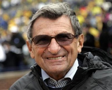 Penn State head coach Joe Paterno stands on the field before the start of their NCAA college football game against University of Michigan in Ann Arbor, Michigan in this October 24, 2009 file photo.
REUTERS/Rebecca Cook Penn State head coach Joe Paterno stands on the field before the start of their NCAA college football game against University of Michigan in Ann Arbor, Michigan in this October 24, 2009 file photo.
REUTERS/Rebecca Cook