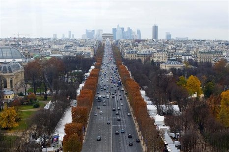 A general view shows the Champs Elysees Avenue and the Arc de Triomphe monument in Paris A general view shows the Champs Elysees Avenue and the Arc de Triomphe monument in Paris