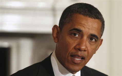 U.S. President Barack Obama speaks during his meeting with the Council on Jobs and Competitiveness in the State Dining Room in Washington
