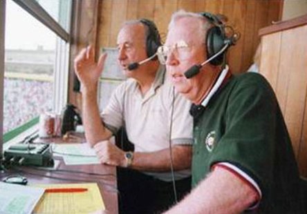Jim Irwin (right) with broadcast partner Max McGee in the Lambeau Field press box. Jim Irwin (right) with broadcast partner Max McGee in the Lambeau Field press box.