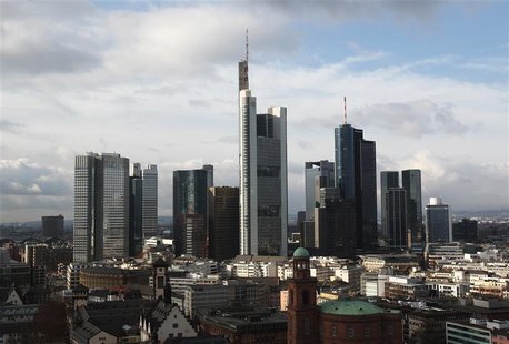 General view of the characteristic Frankfurt skyline with its banking towers General view of the characteristic Frankfurt skyline with its banking towers