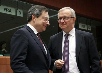 Mario Draghi talks with Olli Rehn at a European Union finance ministers meeting in Brussels Mario Draghi talks with Olli Rehn at a European Union finance ministers meeting in Brussels