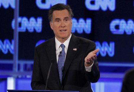 Republican presidential candidate Mitt Romney makes a point during the Republican presidential candidates debate in Jacksonville Republican presidential candidate Mitt Romney makes a point during the Republican presidential candidates debate in Jacksonville