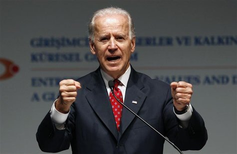 U.S. Vice President Joe Biden reacts during his address at the Global Entrepreneurship Summit in Istanbul U.S. Vice President Joe Biden reacts during his address at the Global Entrepreneurship Summit in Istanbul