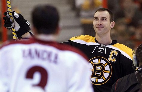 Boston Bruins Zdeno Chara waves after winning the hardest shot competition during the NHL All-Star hockey skills competition in Ottawa Boston Bruins Zdeno Chara waves after winning the hardest shot competition during the NHL All-Star hockey skills competition in Ottawa
