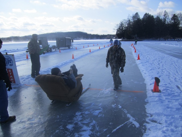 106.5 The Buzz & The Louis Corners Sno-Birds present the 3rd Annual Recliner Races On Cedar Lake at Cedars Resort in Kiel - 1.28.12